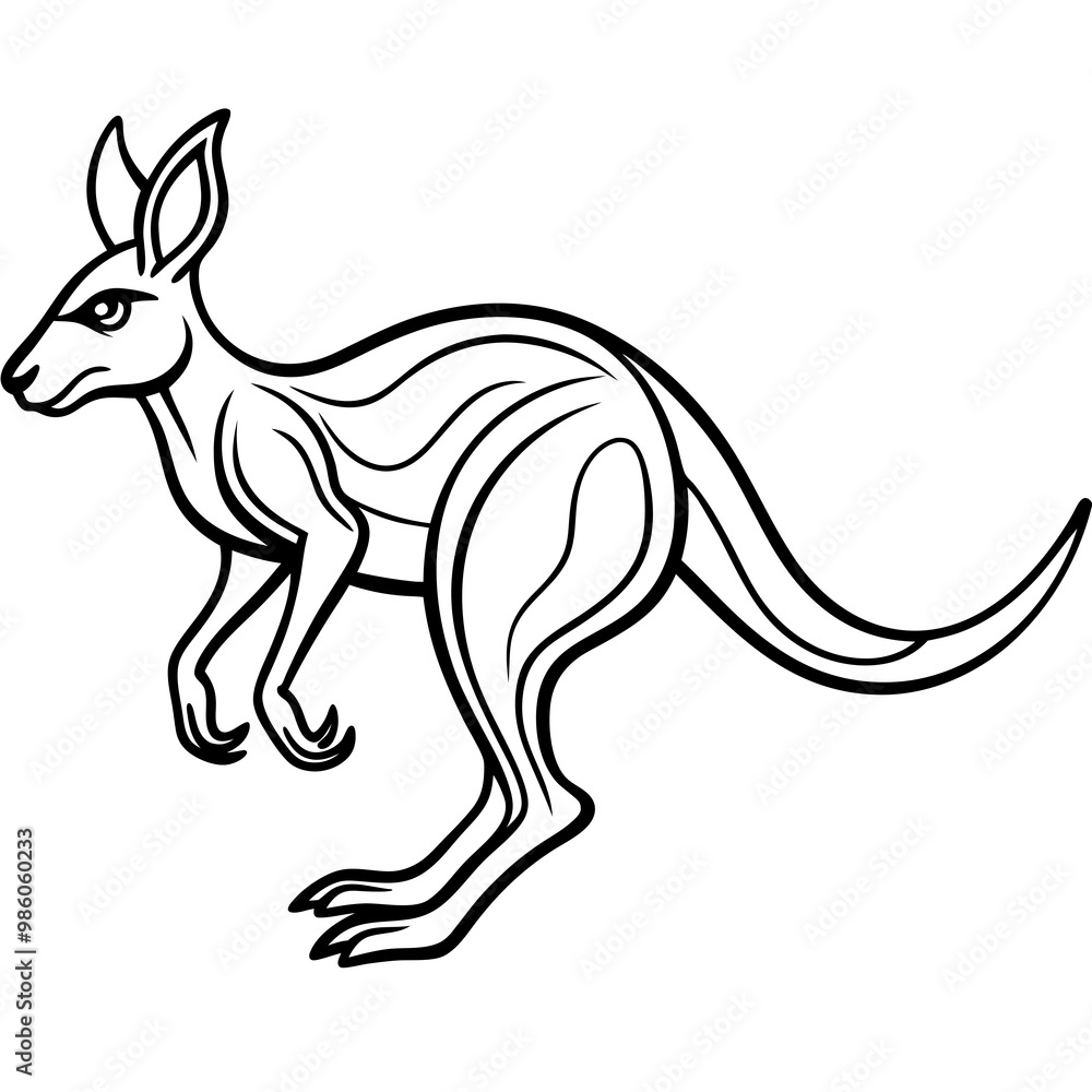 Dynamic Line Art of a Stylized Kangaroo in Mid Hop Dynamic Line Art of a Stylized Kangaroo in Mid Hop