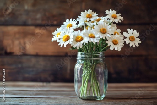 Wallpaper Mural A bouquet of daisies arranged in a mason jar, simple and beautiful Torontodigital.ca