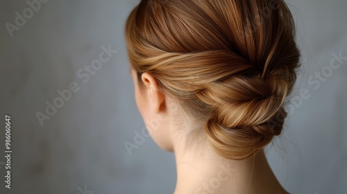 Close-up tutorial of an elegant twisted bun with a plait for long hair, step-by-step hairstyle guide.