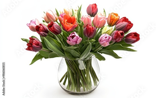 Wallpaper Mural A bouquet of tulips arranged in a simple glass vase, radiating freshness Torontodigital.ca