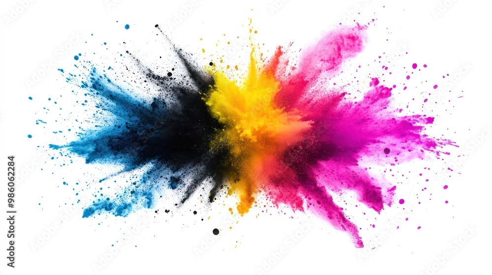 Colorful powder explosion on white background. Colorful powder explosion on white background.