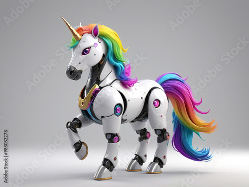 Magic fairy tale character unicorn 3d illustration for girls. Magic fairy tale unicorn print for clothes, stationery, books, goods