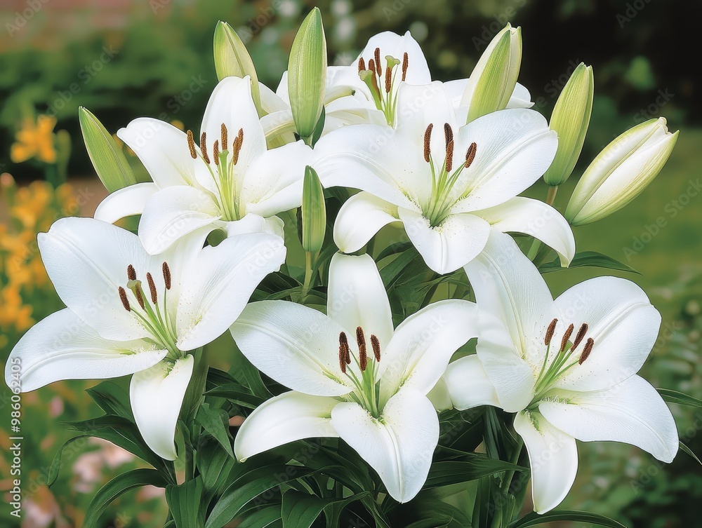 white lilies in a garden white lilies in a garden
