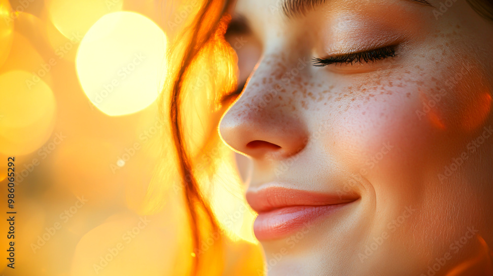 Serene Portrait of Young Woman with Sparkling Background Serene Portrait of Young Woman with Sparkling Background