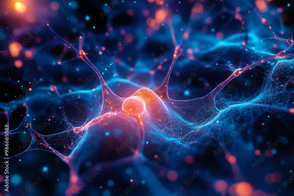 Artistic Neural Links Network in Space, AI generated illustration Artistic Neural Links Network in Space, AI generated illustration