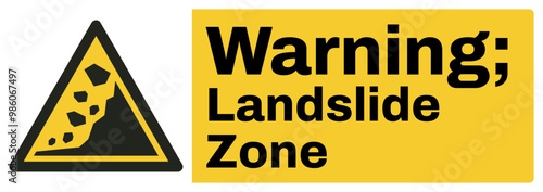 ISO warning safety signs master landscape text variation_warning ; landslide zone landscape size 1/2 a4,a3,a2,a1