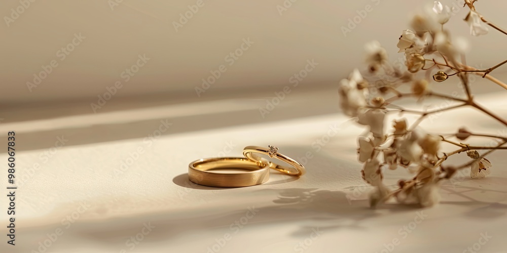 minimalist wedding rings on a background of beige minimalist wedding rings on a background of beige
