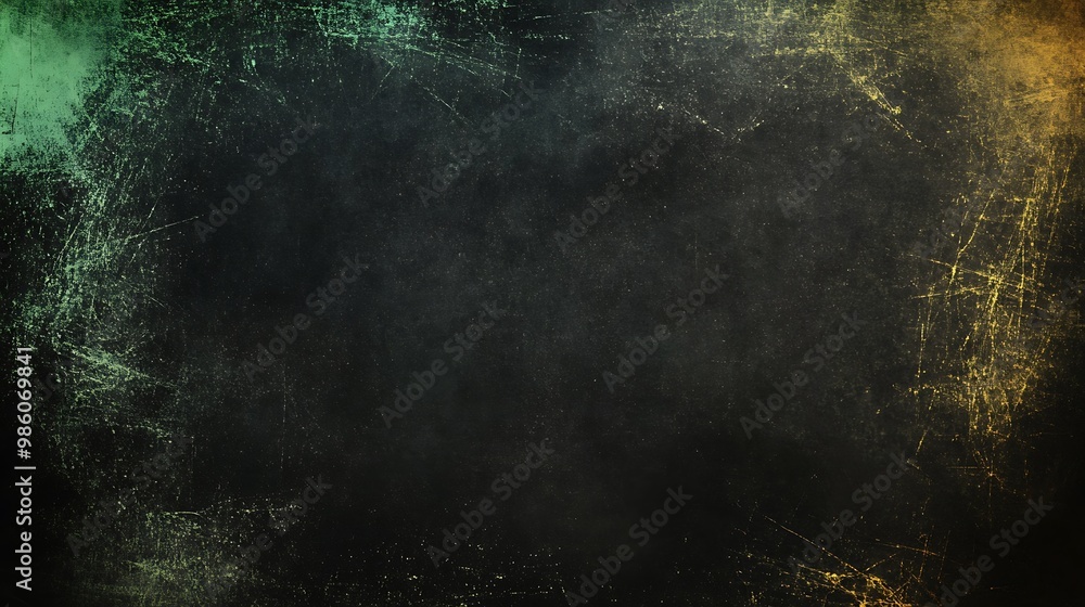 Black Background with Green and Gold Scratches and Dust Black Background with Green and Gold Scratches and Dust