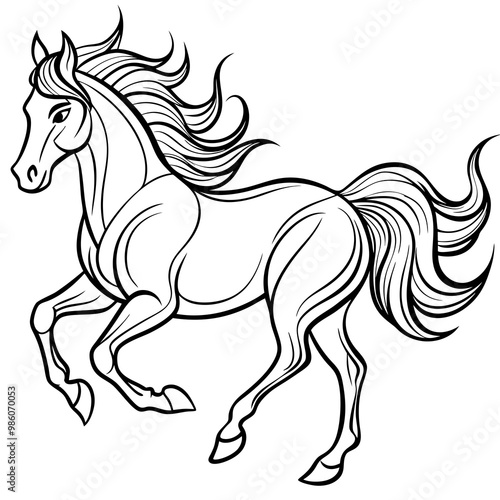 Galloping Horse Dynamic Flowing Lines Vector Art