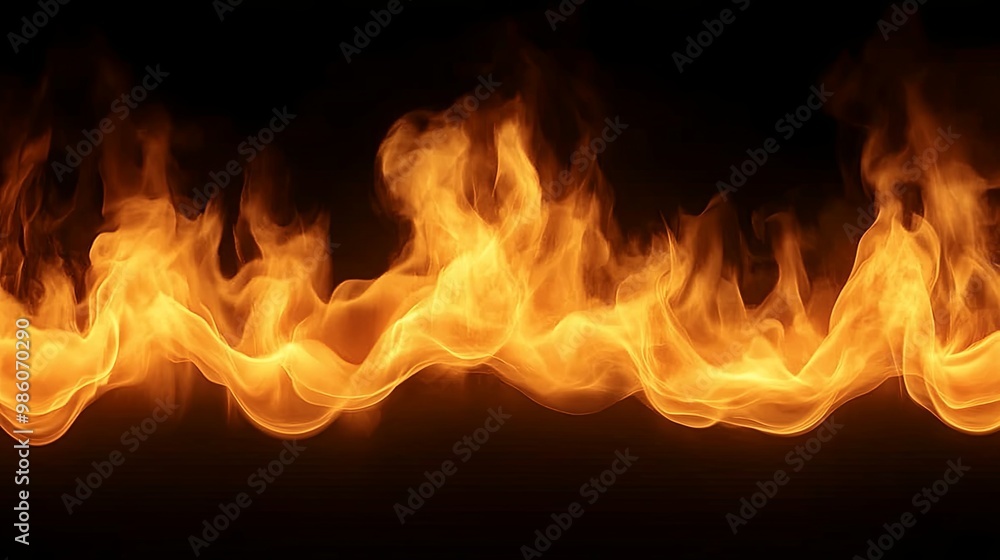 Abstract fiery orange and yellow flames dancing on a black background Abstract fiery orange and yellow flames dancing on a black background