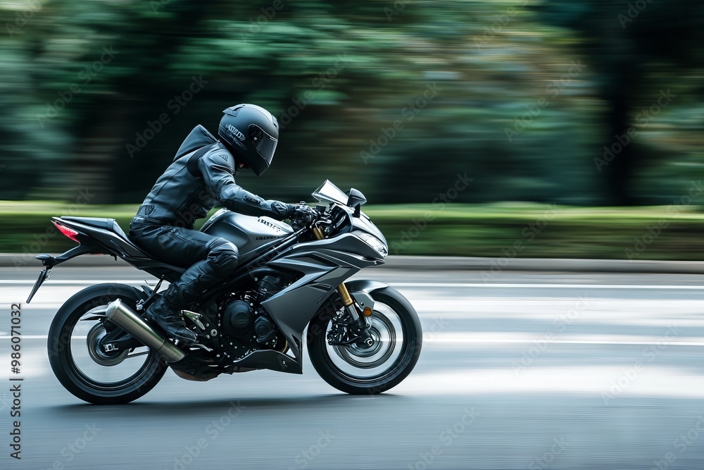 Fast Motorcycle Rider in Motion. AI generated illustration Fast Motorcycle Rider in Motion. AI generated illustration