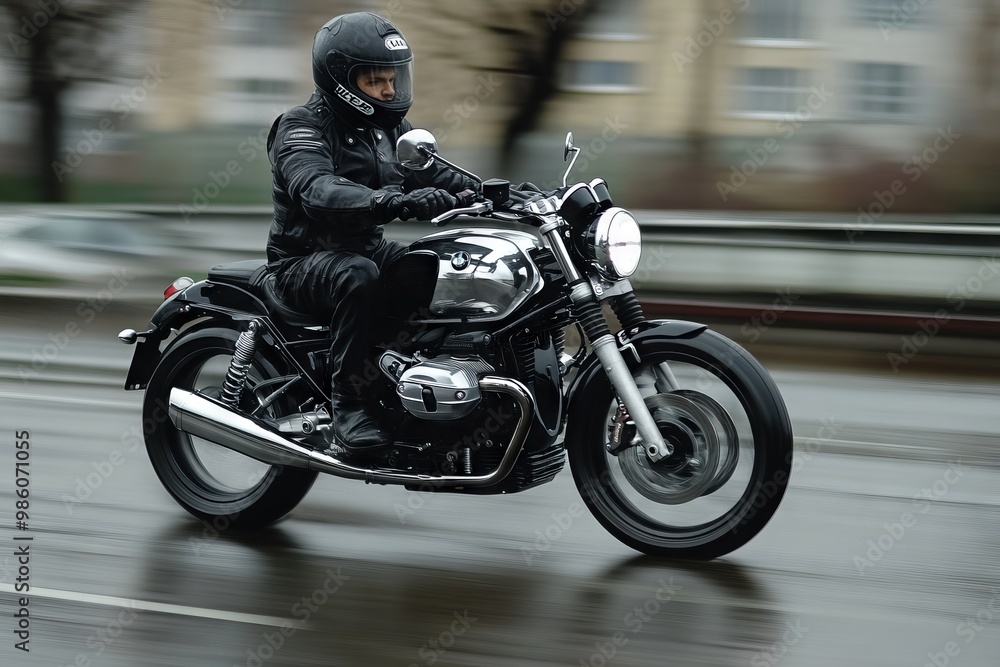 Fast Motorcycle Rider in Motion. AI generated illustration Fast Motorcycle Rider in Motion. AI generated illustration