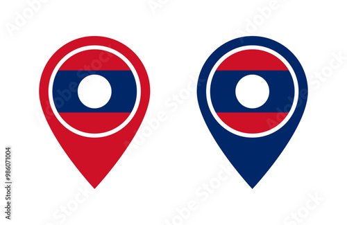Laos flag location icon set Free Download Laos flag location icon set - GFXLoad
