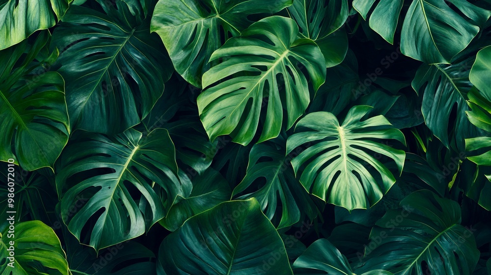 custom made wallpaper toronto digitalSeamless Pattern of Tropical Leaves in Vibrant Green Shades. AI generated illustration