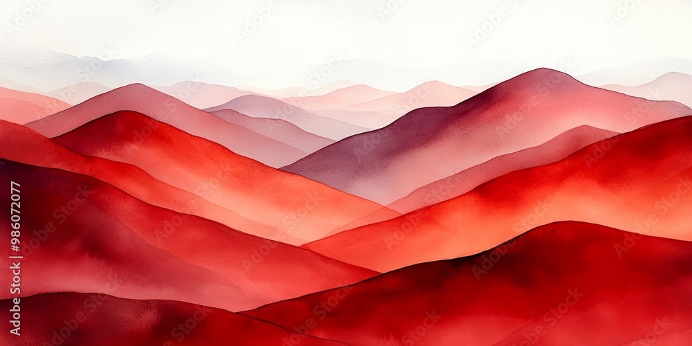 Abstract Watercolor Painting of a Red Mountain Landscape Abstract Watercolor Painting of a Red Mountain Landscape