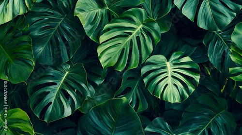 Wallpaper Mural Seamless Pattern of Tropical Leaves in Vibrant Green Shades. AI generated illustration Torontodigital.ca