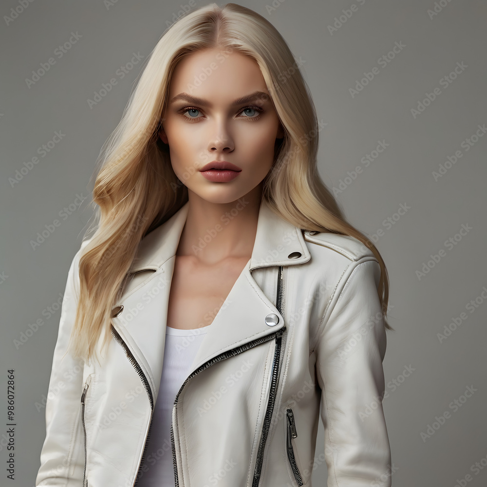 Woman with serene expression gazes into distance Woman with serene expression gazes into distance