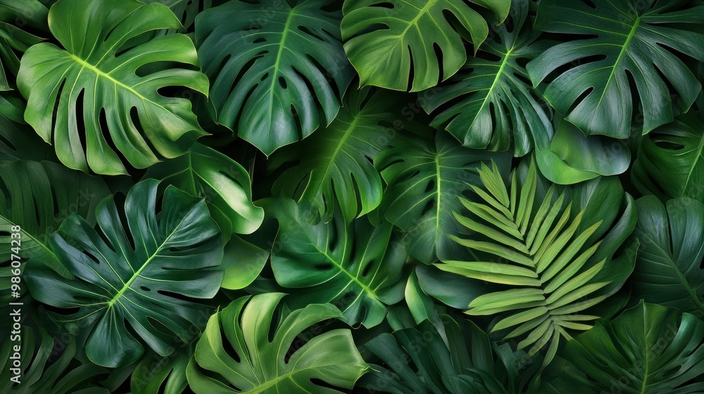 Lush green tropical leaves pattern. Lush green tropical leaves pattern.