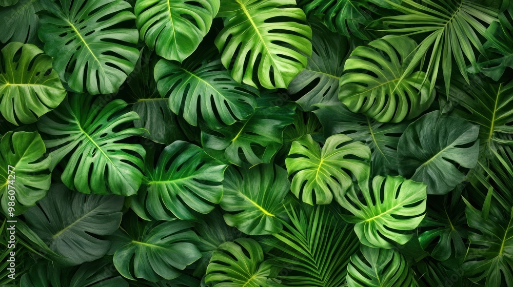 Lush green tropical leaves, perfect for a natural backdrop. Lush green tropical leaves, perfect for a natural backdrop.