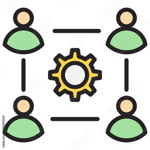Teamwork icon with line color style