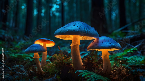 Mushrooms nestled in autumn's emerald moss, a vibrant tapestry of nature's bounty