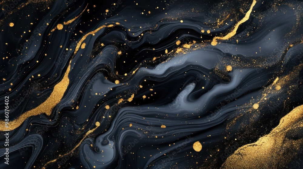 Abstract black and gold liquid marble texture with glitter. Abstract black and gold liquid marble texture with glitter.