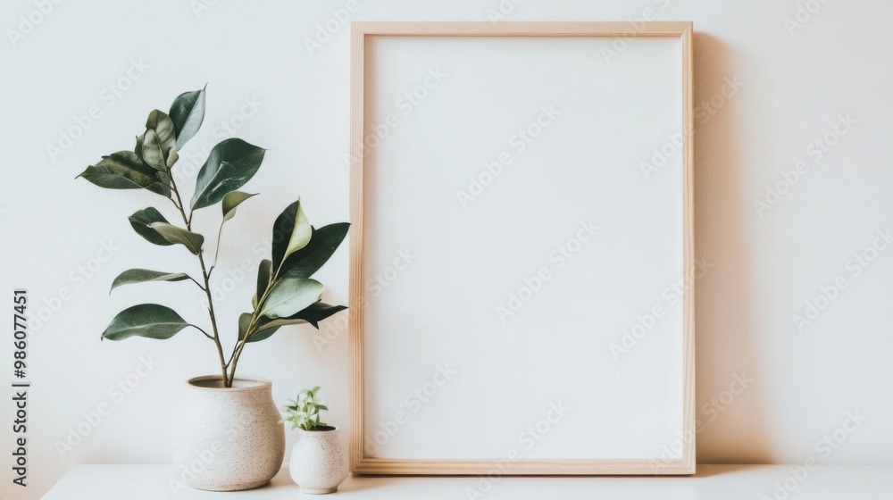 a light wooden frame with a blank white canvas mockup a light wooden frame with a blank white canvas mockup