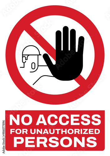 ISO prohibition safety signs tex variation_no access for unauthorized persons portrait size a4/a3/a2/a1