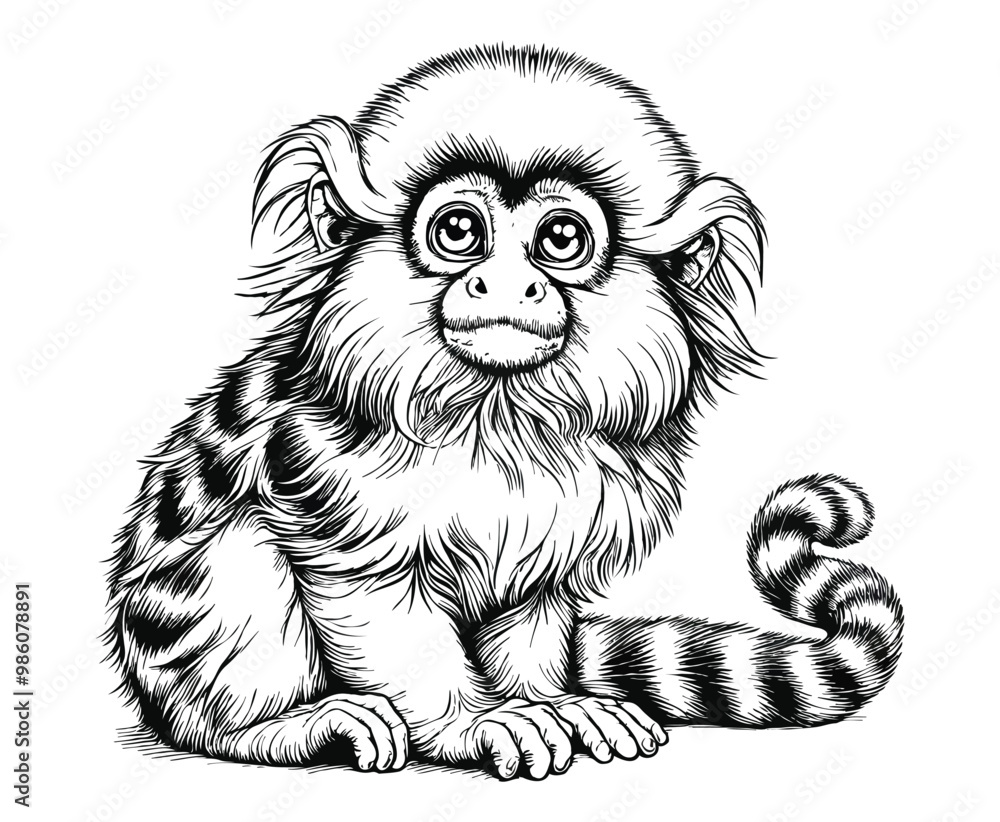 Obraz premium Emperor Tamarin Animal Coloring Page