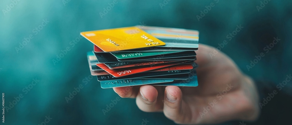 custom made wallpaper toronto digitalCloseup of hand holding multiple credit cards, symbolizing credit risk, Credit, Card