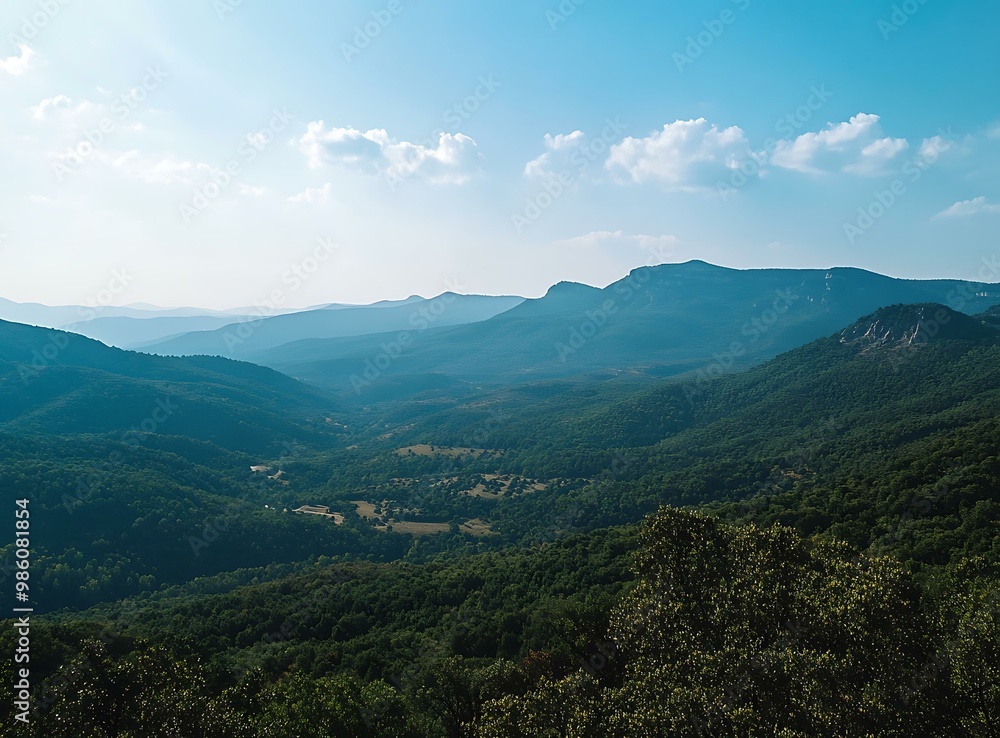 Aerial View of Lush Green Mountains and Blue Sky Aerial View of Lush Green Mountains and Blue Sky