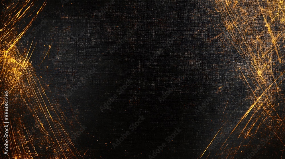 Fototapeta premium Abstract Black Canvas with Golden Scratches