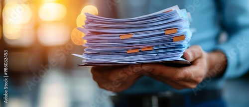 Closeup of hands holding safety compliance documents for investments, Safety, Regulations