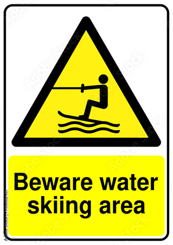 beware water skiing area sign