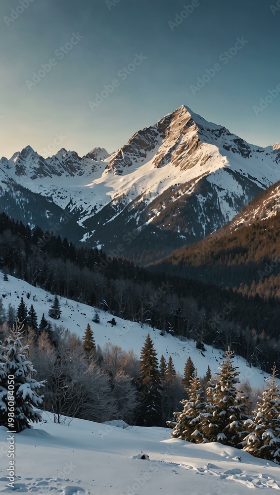 Winter mountain landscape. Winter mountain landscape.