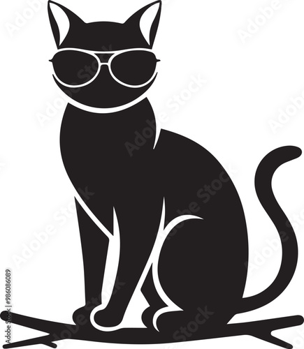  A Stylish Black Kitty Rocking Sunglasses and Confidence.






