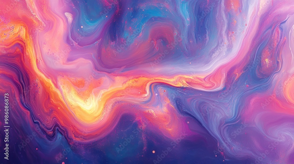 Abstract background with swirling pink, purple, blue, and yellow colors. Abstract background with swirling pink, purple, blue, and yellow colors.