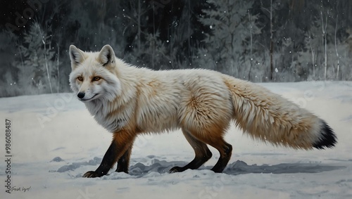 Yet another white fox painting.