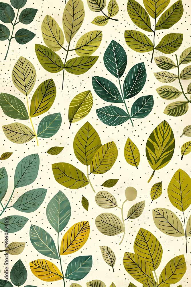 Green and Yellow Leaves Pattern Illustration Green and Yellow Leaves Pattern Illustration
