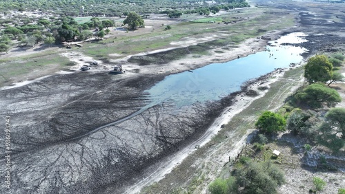 Boteti river during a very dry winter season near Chanoga, Botswana photo