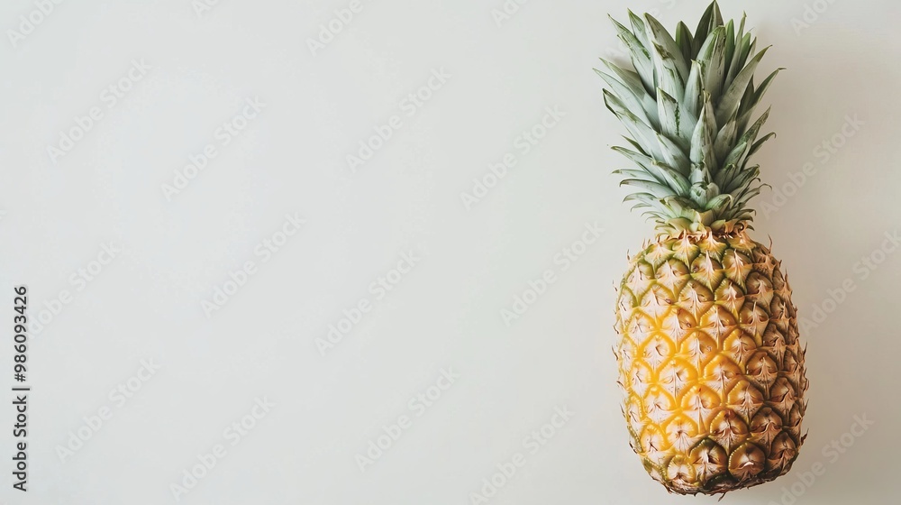 Fresh Pineapple on Solid White Background with Ample Copy Space, AI generated illustration Fresh Pineapple on Solid White Background with Ample Copy Space, AI generated illustration