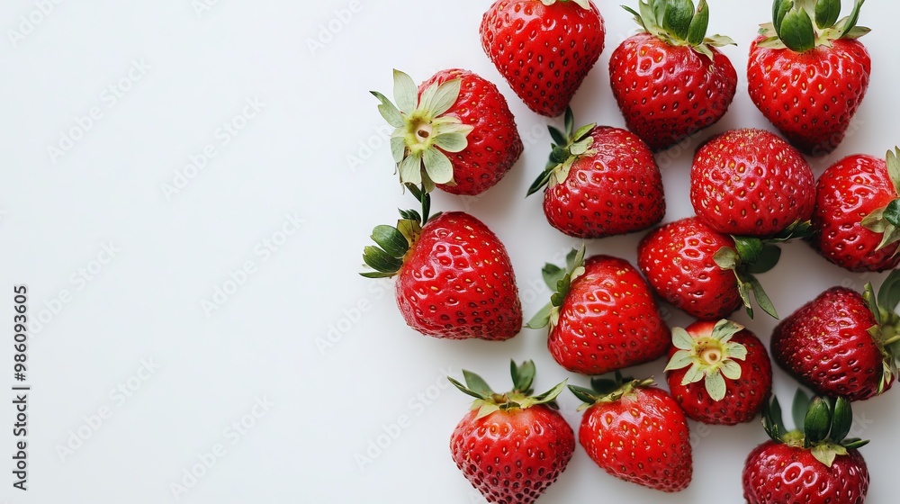 Fresh Strawberries on Solid White Background with Ample Copy Space, AI generated illustration Fresh Strawberries on Solid White Background with Ample Copy Space, AI generated illustration
