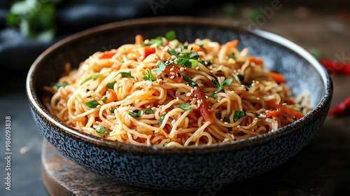 Vegetarian stirfried noodles are quick and easy to prepare, making them a perfect weeknight dinner option