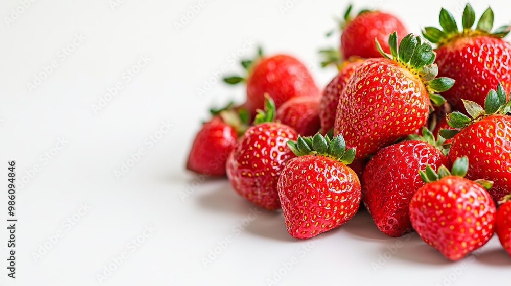 Fresh Strawberries on Solid White Background with Ample Copy Space, AI generated illustration Fresh Strawberries on Solid White Background with Ample Copy Space, AI generated illustration