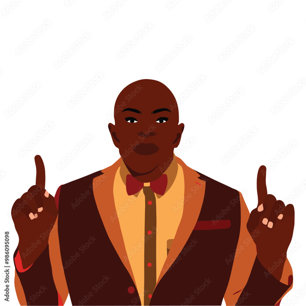 Fotografie Bold stylish black man in elegant art style vector