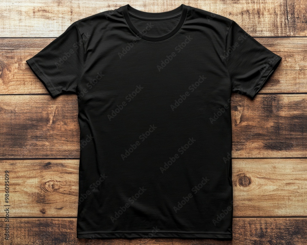 black tshirt mockup on wooden background black tshirt mockup on wooden background