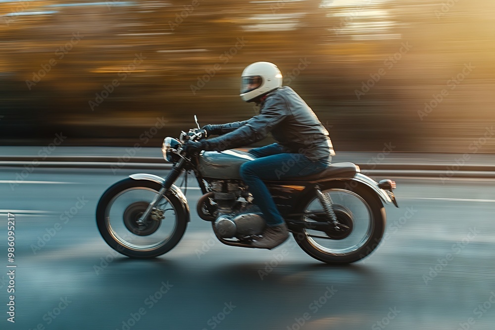 Fast Motorcycle Rider in Motion. AI generated illustration Fast Motorcycle Rider in Motion. AI generated illustration