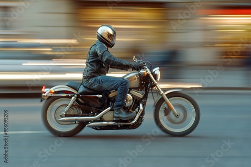 Fast Motorcycle Rider in Motion. AI generated illustration