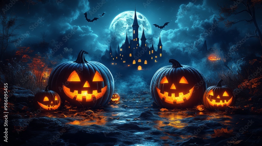 halloween background with pumpkins and cute ghosts halloween background with pumpkins and cute ghosts