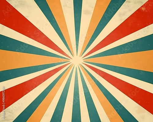 colorful retro inspired sunburst graphic print in vibrant colors